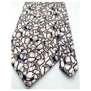 Men's  Baseball Themed Briefly Stated 100% Polyester Tie 60" Long x 3.75" Wide